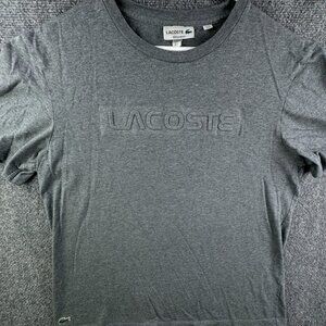 Lacoste Gray 3D Logo T Shirt Large (5) Short Sleeve Cotton Regular Fit Adult